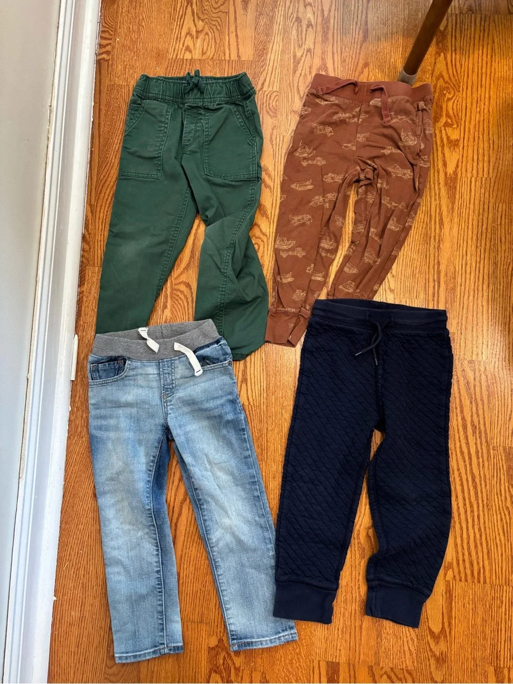 Gap boys long pants 4T jeans quilted green and truck print